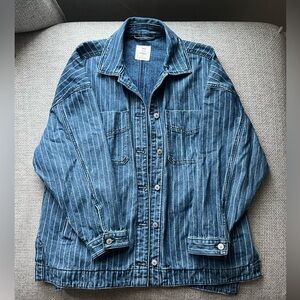 NWOT Free People Madison City Pinstripe Denim Jacket